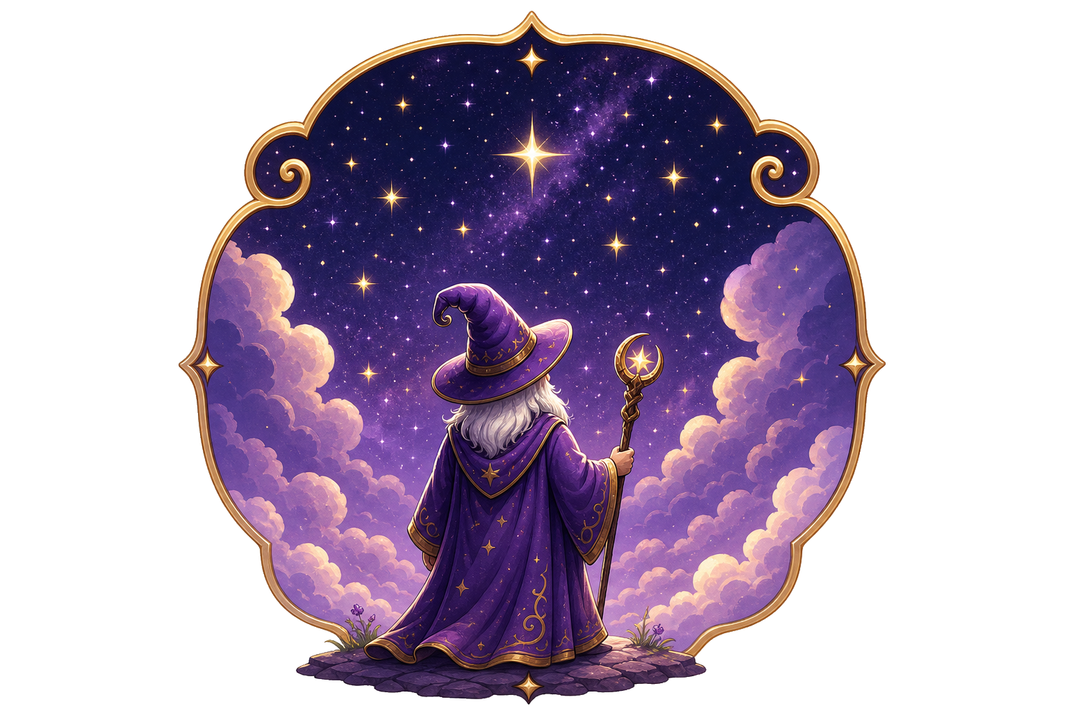 WebP Wand wizard gazing at a starry night sky